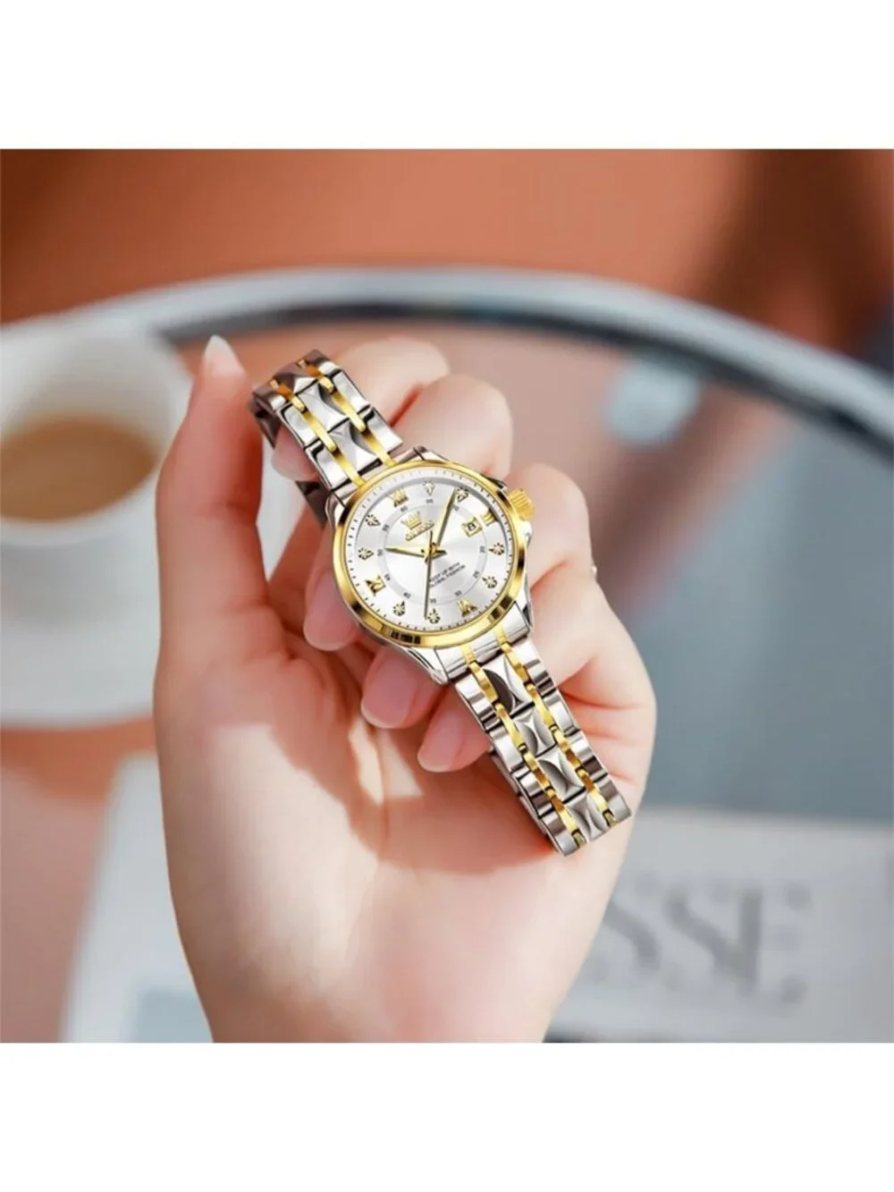 Women's Silver White Analog Stainless Steel Waterproof Luminous Luxury Watch
